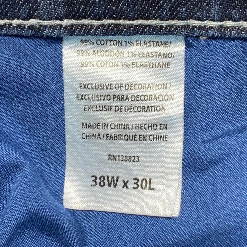 Cody James Mens Straight Leg Denim Jeans Blue Medium Wash 38x30 Western Stretch
